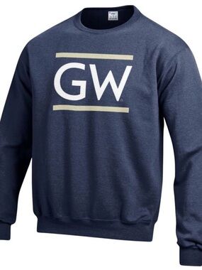Navy GW Logo Crew Sweatshirt with Cream Accent